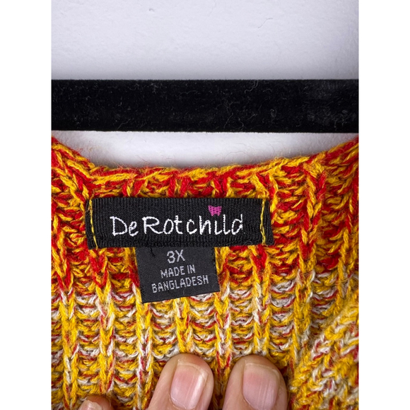 De Rotchild Colorblock Twist Front Chunky Knit Sweater Womens 3X Oversized Cozy - Picture 3 of 6